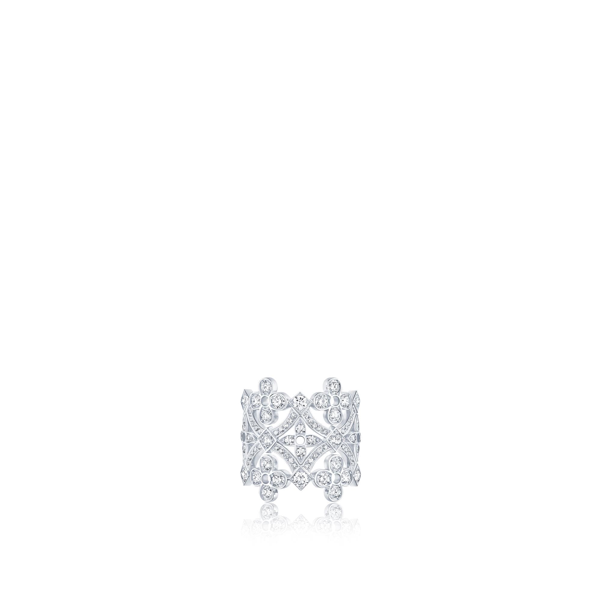 Dentelle Large Ring White Gold And Diamonds Categories LOUIS